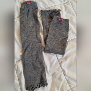 Gray Knit Leg Warmers with Pink Bow Accents